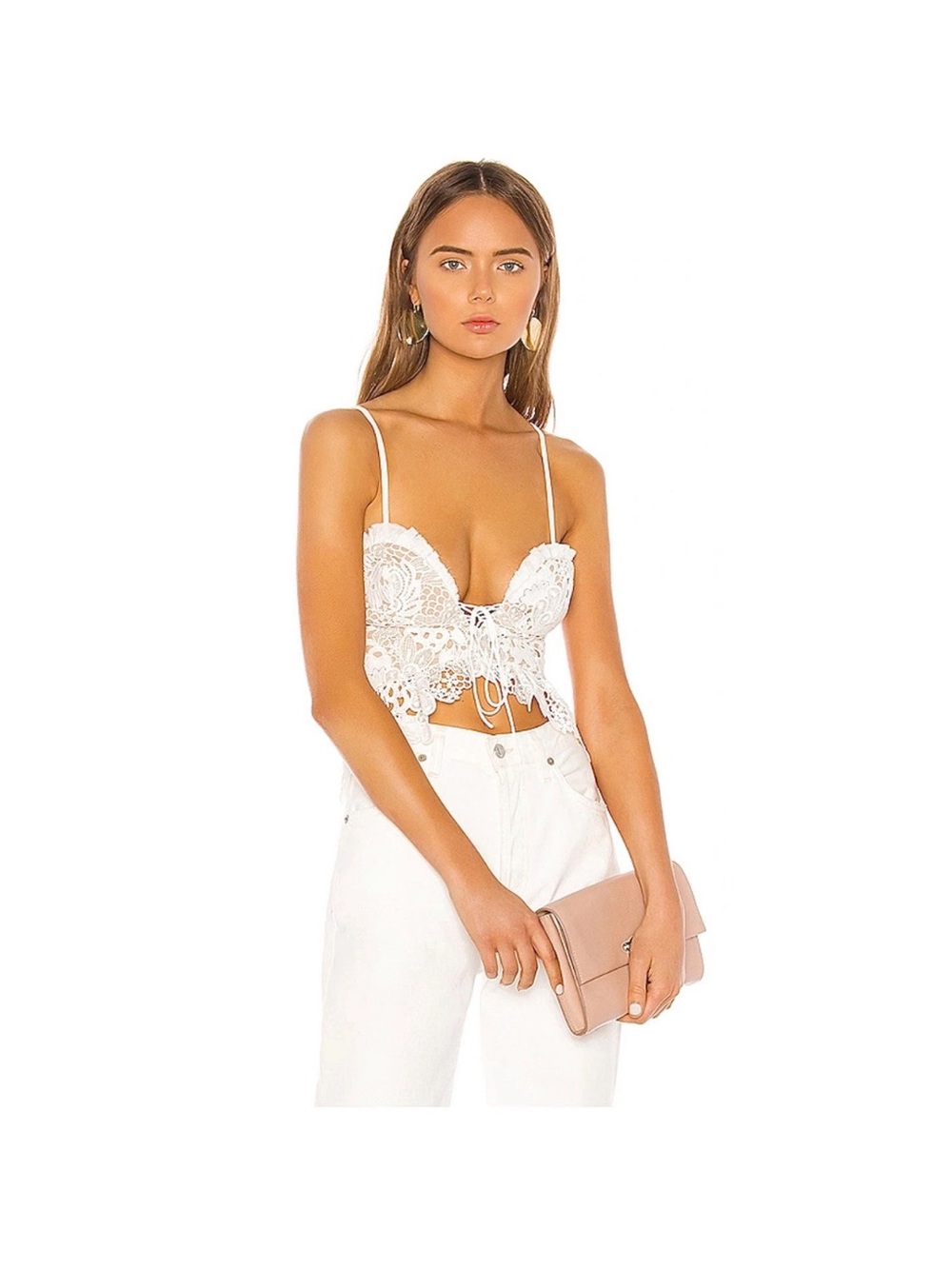 X by NBD Minxi Top in Ivory Women's S/Small White Lace Corset Bustier Top - NEW!